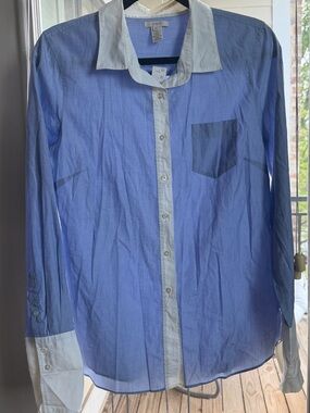 J.Crew Striped Modern Button-Up Shirt Blue & White Size 10 NWT